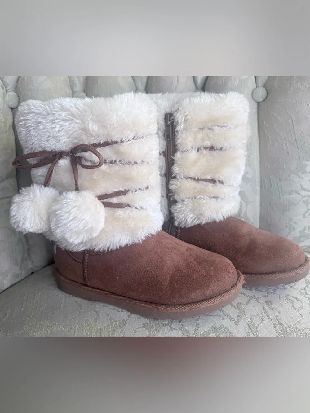 Makalu California Girls Cozy Faux-Fur Lined Brown Suede Winter Boots size 13